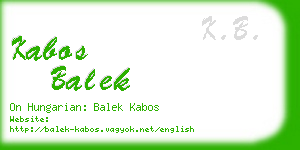 kabos balek business card